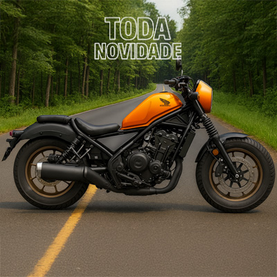 explore com a Honda Rebel 500 com seu visual minimalista e mecânica consolidada. Honda Rebel 500