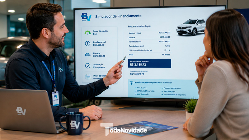 Simulador de financiamento de carro BV e o que analisar antes de financiar um veículo em 2026